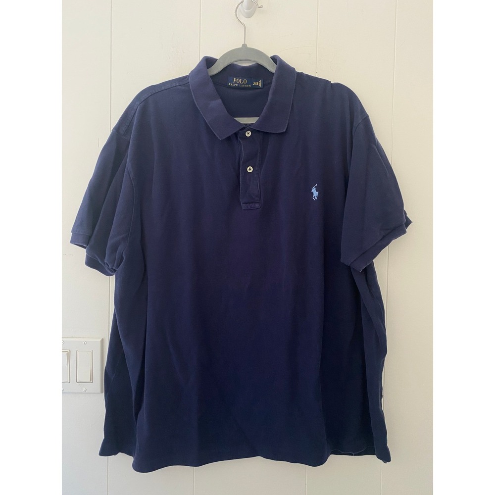 Polo Ralph Lauren Mens 2XB Navy Blue Short Sleeve Cotton Mesh Polo Shirt
